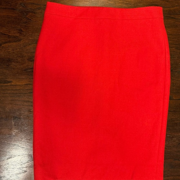 J. Crew NWOT Red 100% Wool Pencil Skirt Classic No. 2 Career Office Midi Vented - Picture 3 of 15